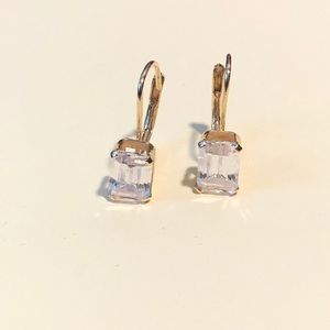 Gold tone emerald cut earrings